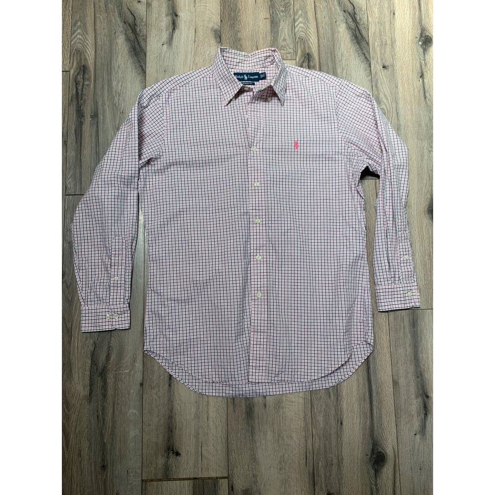 Ralph Lauren Men’s 15 1/2 (32/33) Classic Fit White Long Sleeve Button-down Pink